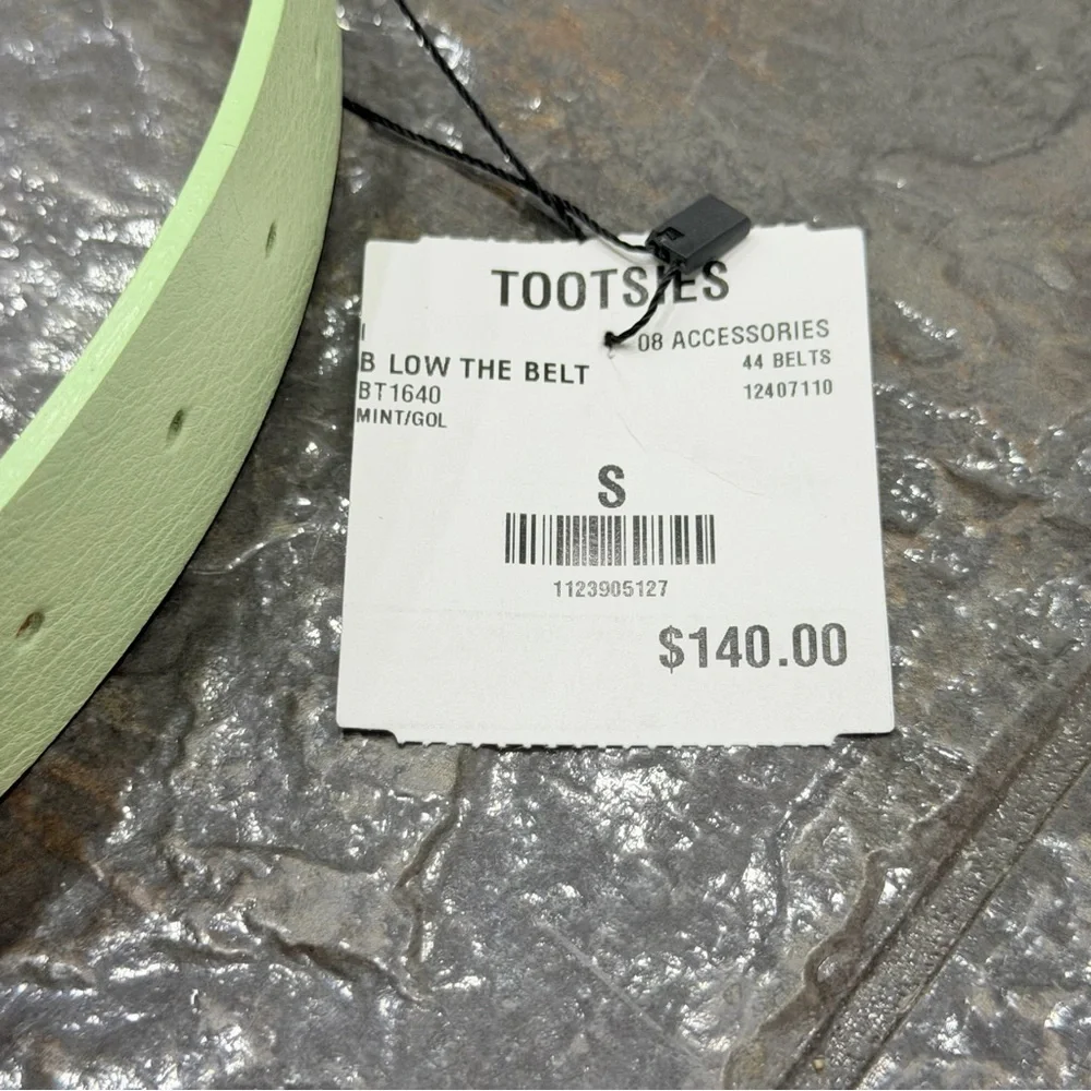 B-Low The Belt Mint Green Leather Belt Gold Hardware Small